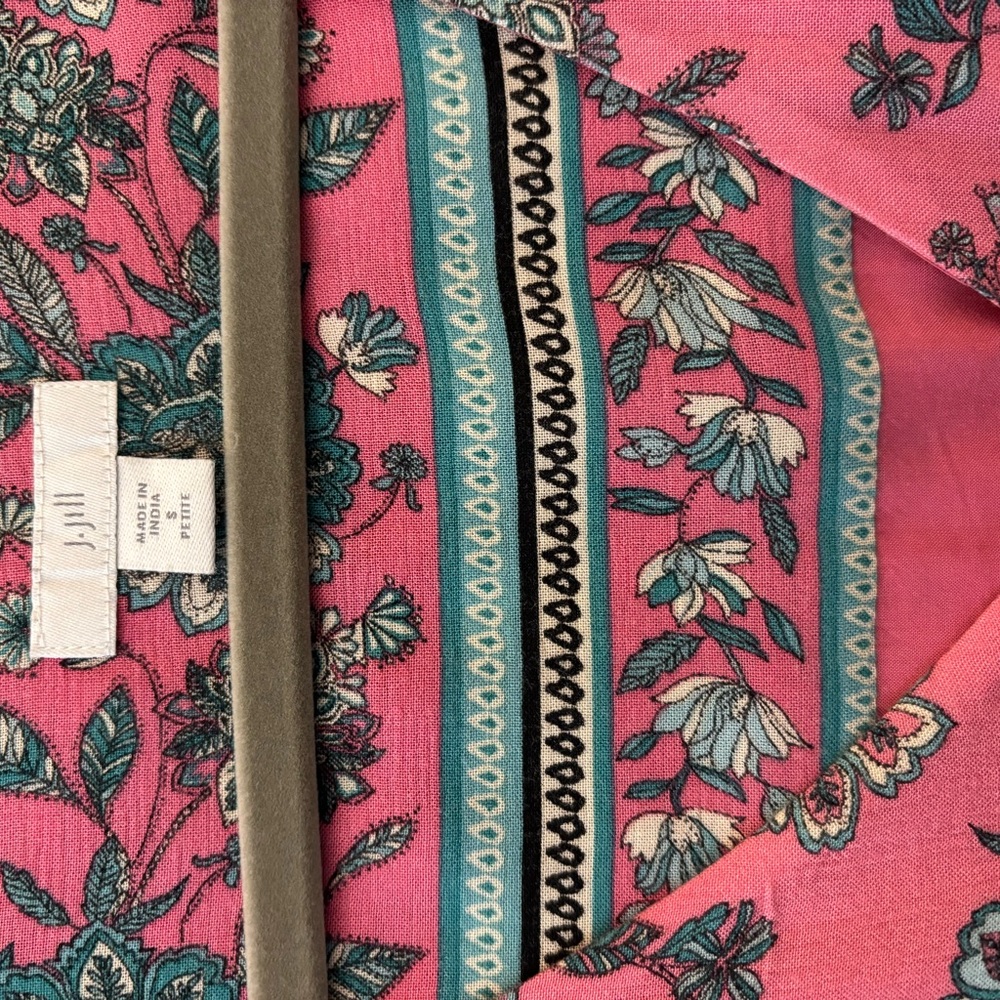 J. Jill Pink and Teal Floral Midi Dress